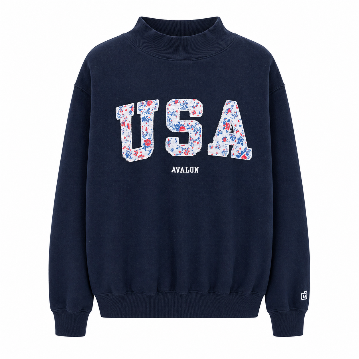USA FLORAL MOCK SWEATSHIRT