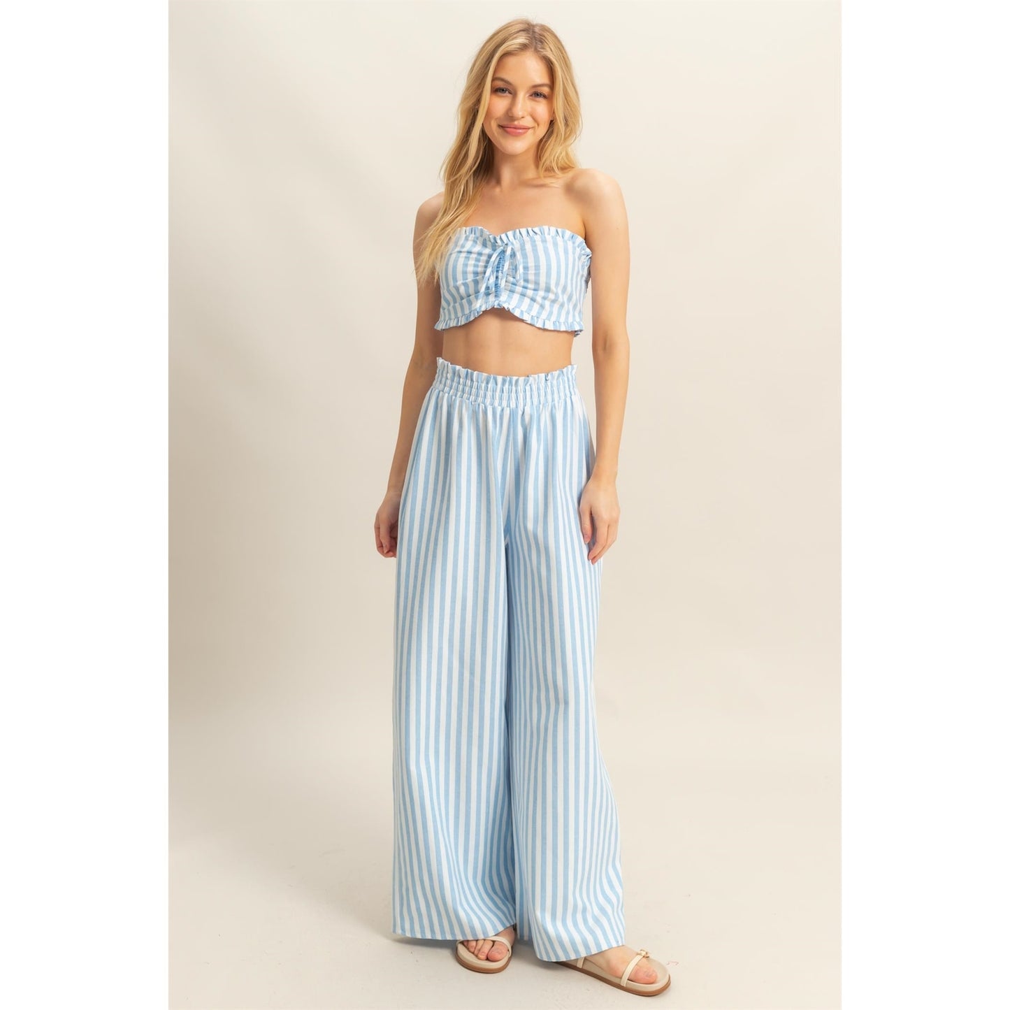 STRIPED TUBE TOP & PANTS SET