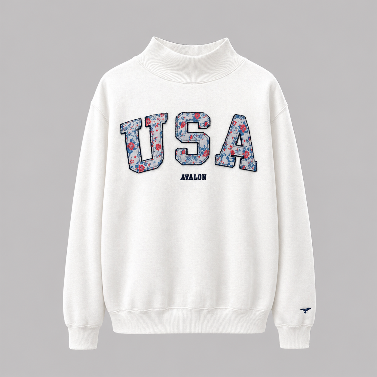 USA FLORAL MOCK SWEATSHIRT